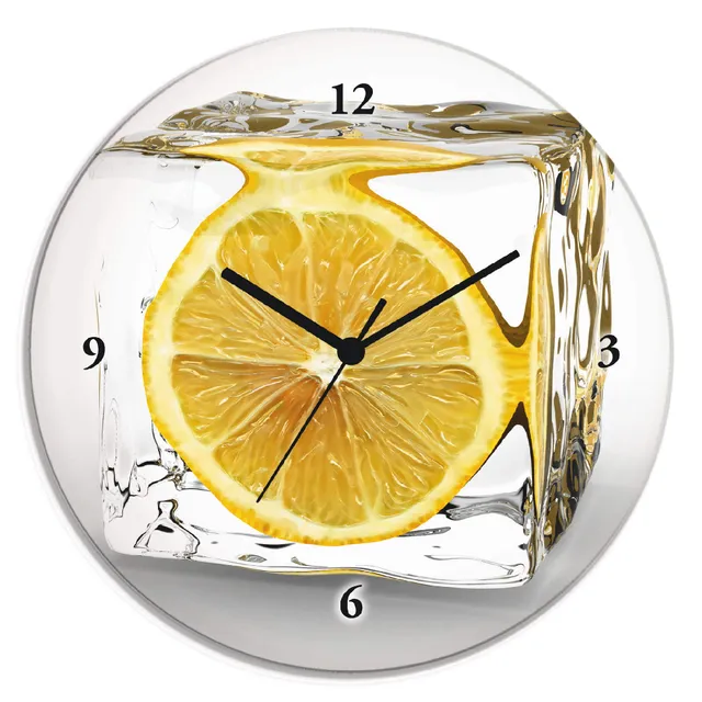 artland-wanduhren-t5xt-wanduhr-zitrone-im-eisw-rfel-30cm-lautlos image 1