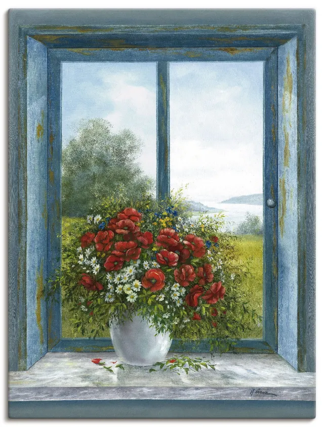 artland-leinwandbilder-mohnblumen-am-fenster-60x80-cm image 1