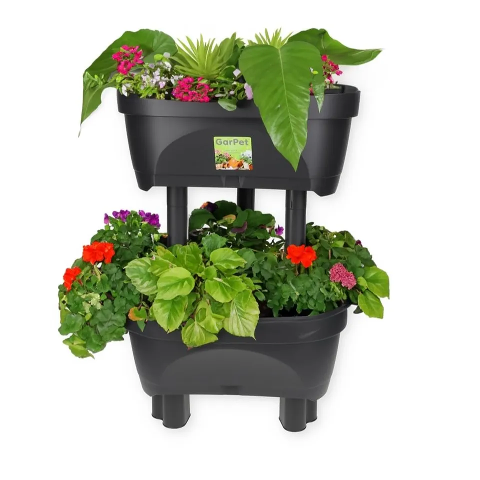 garpet-garten-pflanzturm-blumentopf-hoch-anthrazit-erdbeertopf image 1