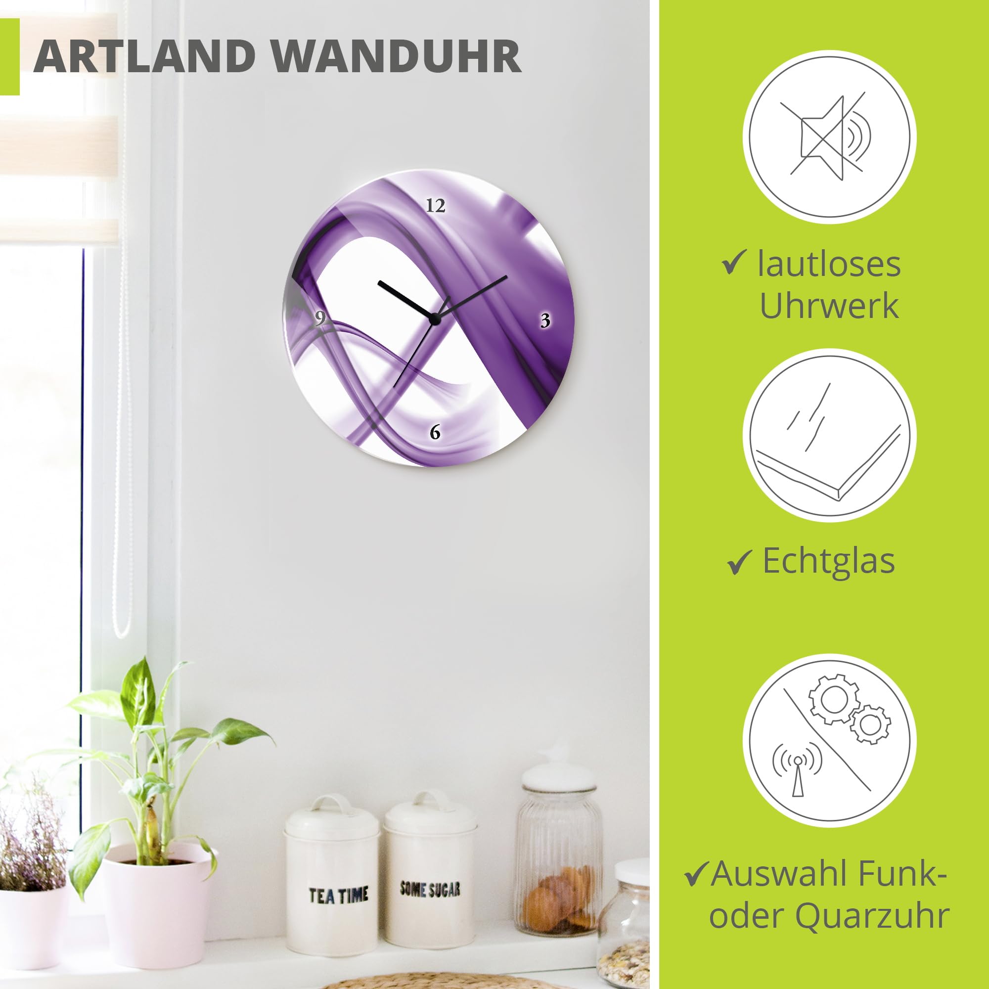 artland-wanduhren-quarzuhr-30-cm-abstrakt-bunt-glas image 2