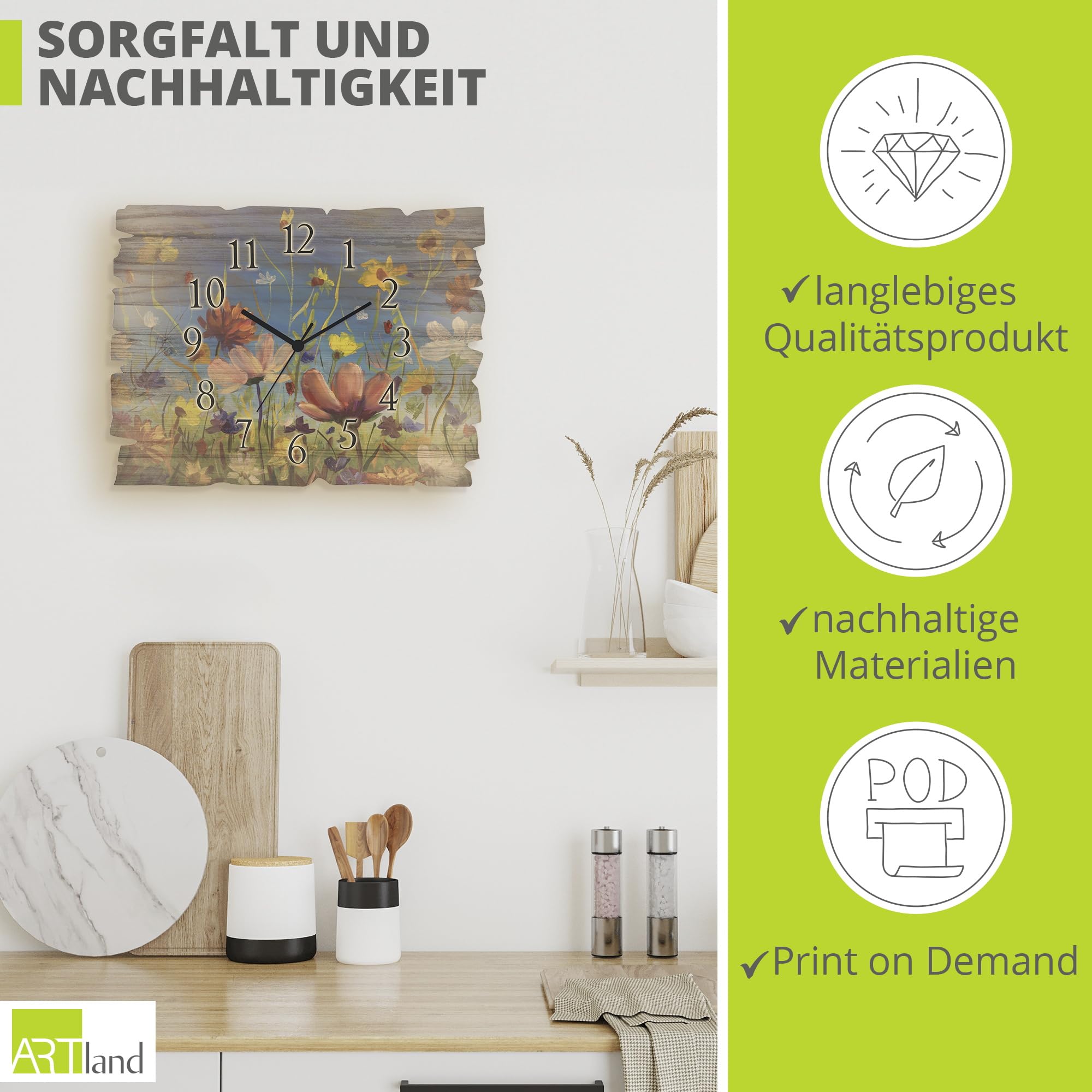 artland-wanduhren-u1qu-wanduhr-40x30-cm-funkuhr-blumenwiese image 5