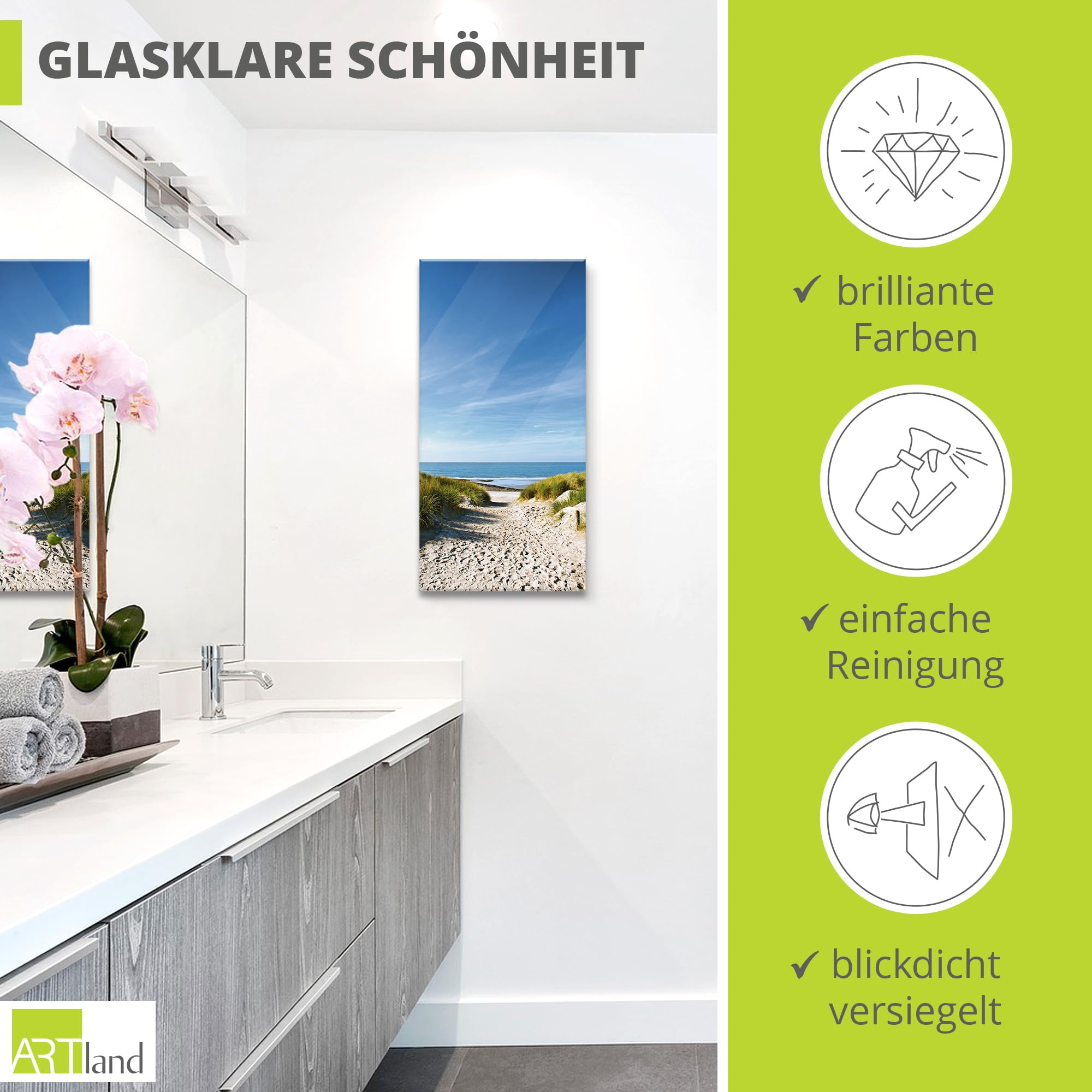 artland-glasbilder-strand-meer-30x60-hochformat-nordsee image 2