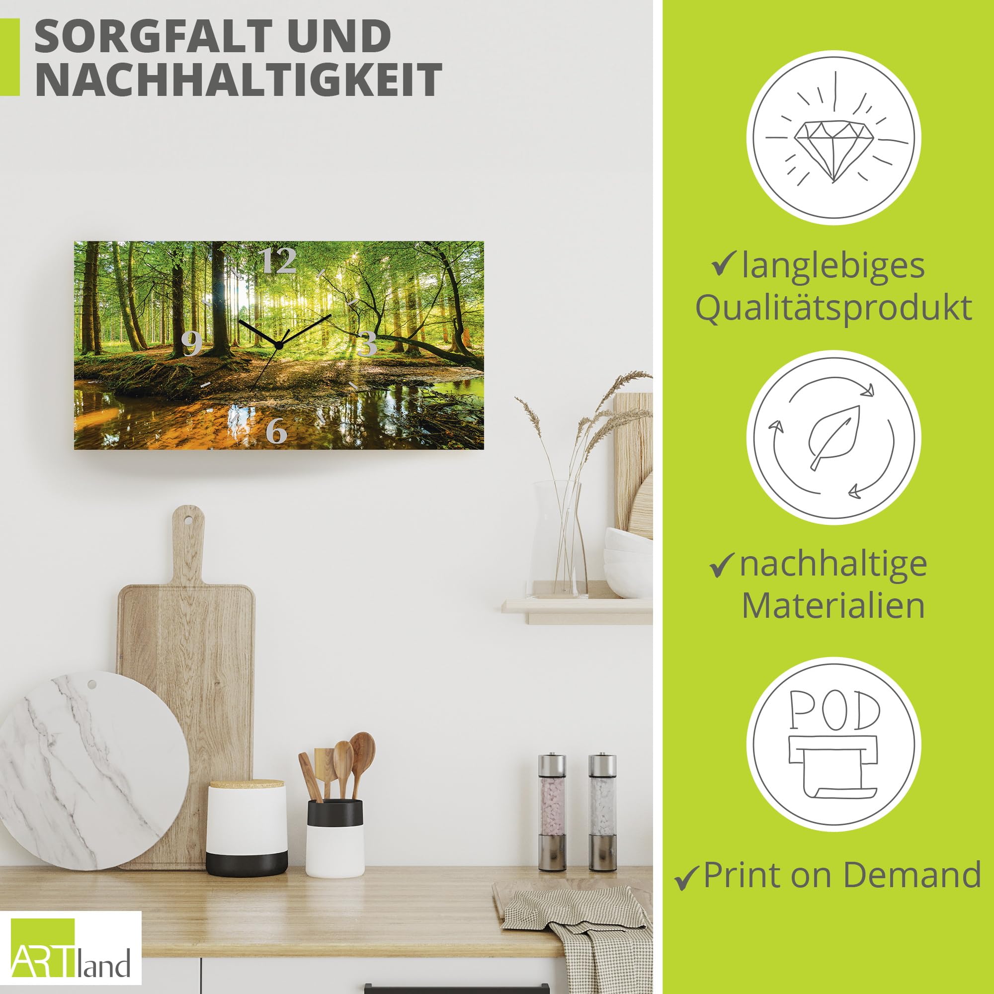 artland-wanduhren-t9io-wanduhr-60x30-cm-wald-bach-leise image 5