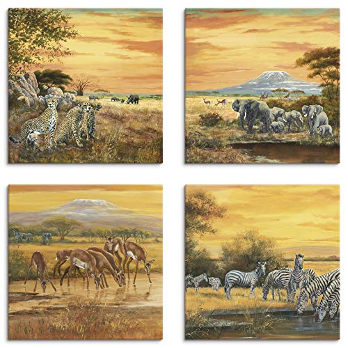 artland-afrika-leinwandbild-4er-set-30x30-cm-tiere-steppe image 7