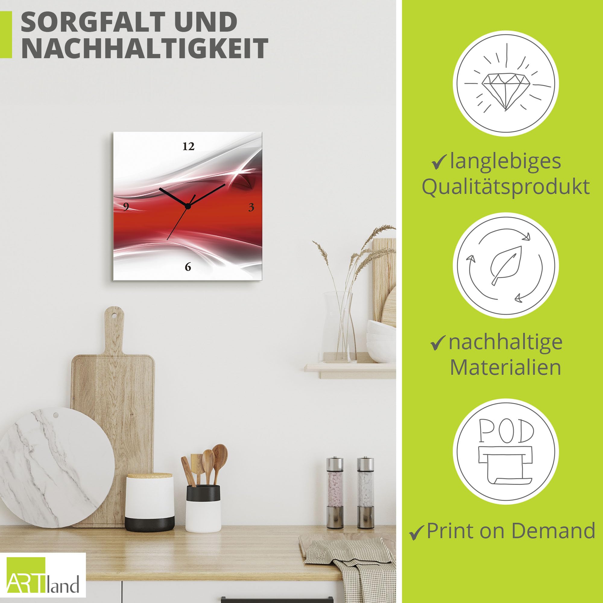 artland-wanduhren-funkuhr-30x30-cm-quadratisch-lautlos-abstrakt image 5