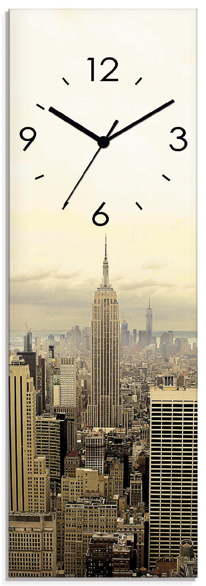artland-wanduhren-skyline-manhattan-glas-wanduhr-20x60-lautlos image 1