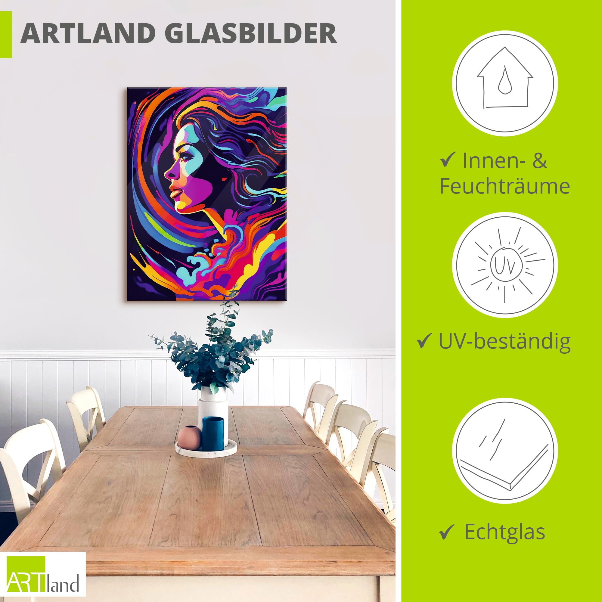 artland-glasbilder-frau-in-bunten-farben-glasbild-60x80-cm-pop-art image 3