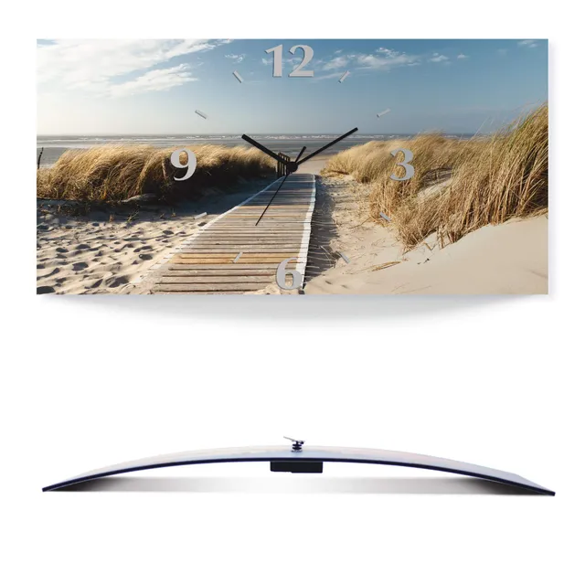 artland-wanduhren-strand-quarzuhr-50x25-cm-lautlos-meer image 1