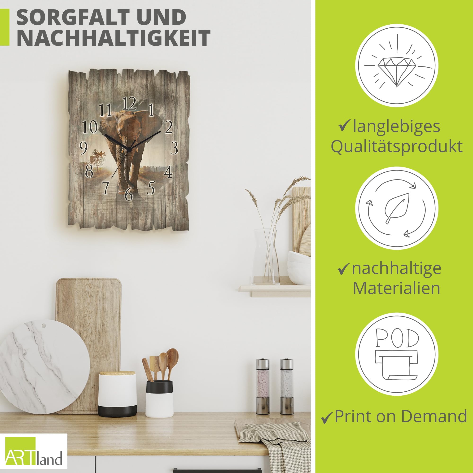 artland-wanduhren-t9qo-wanduhr-30x40-cm-quarzuhr-elefant image 5