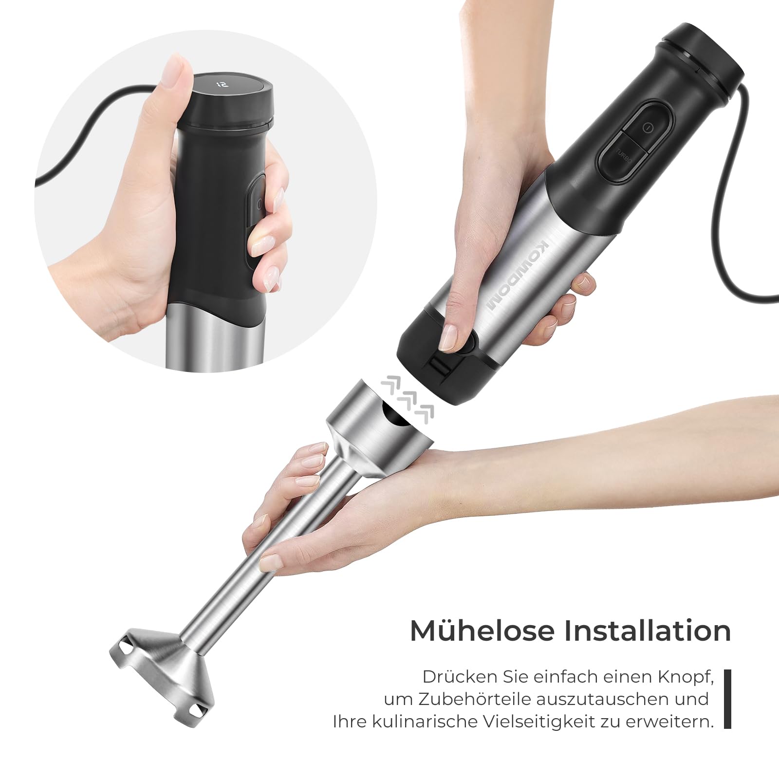 kowdom-hand-blender-stabmixer-1200w-edelstahl-12-stufen-800ml-becher image 4