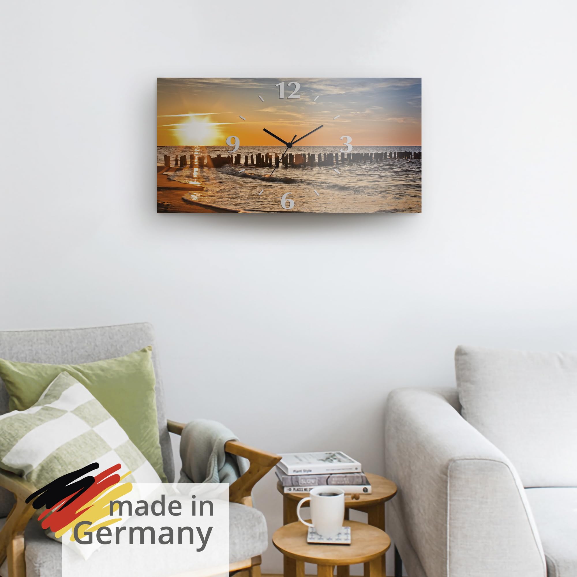 artland-wanduhren-funkuhr-50x25-strand-meer-sonnenuntergang image 6