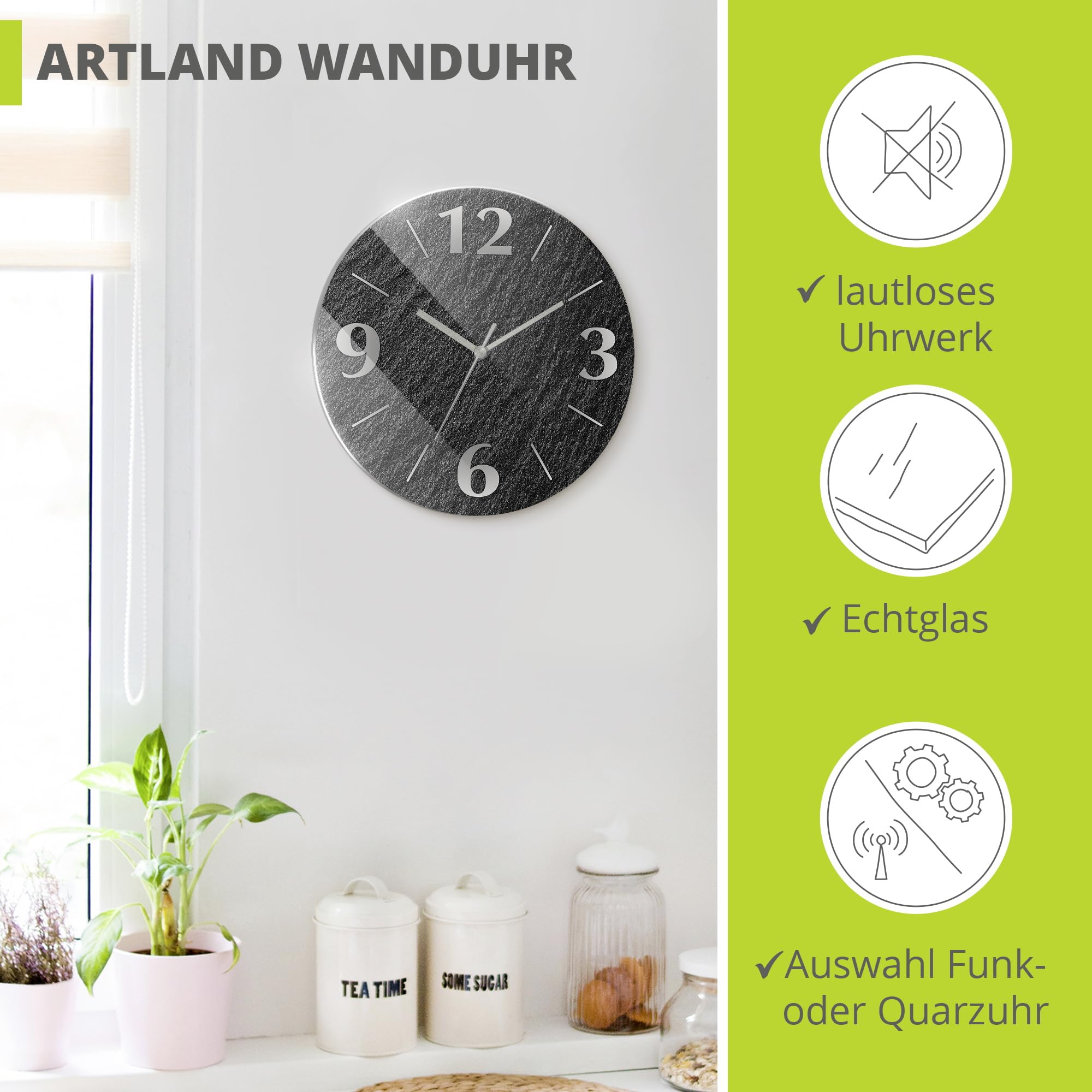 artland-wanduhren-funkuhr-glas-30-cm-schiefer-lautlos image 2