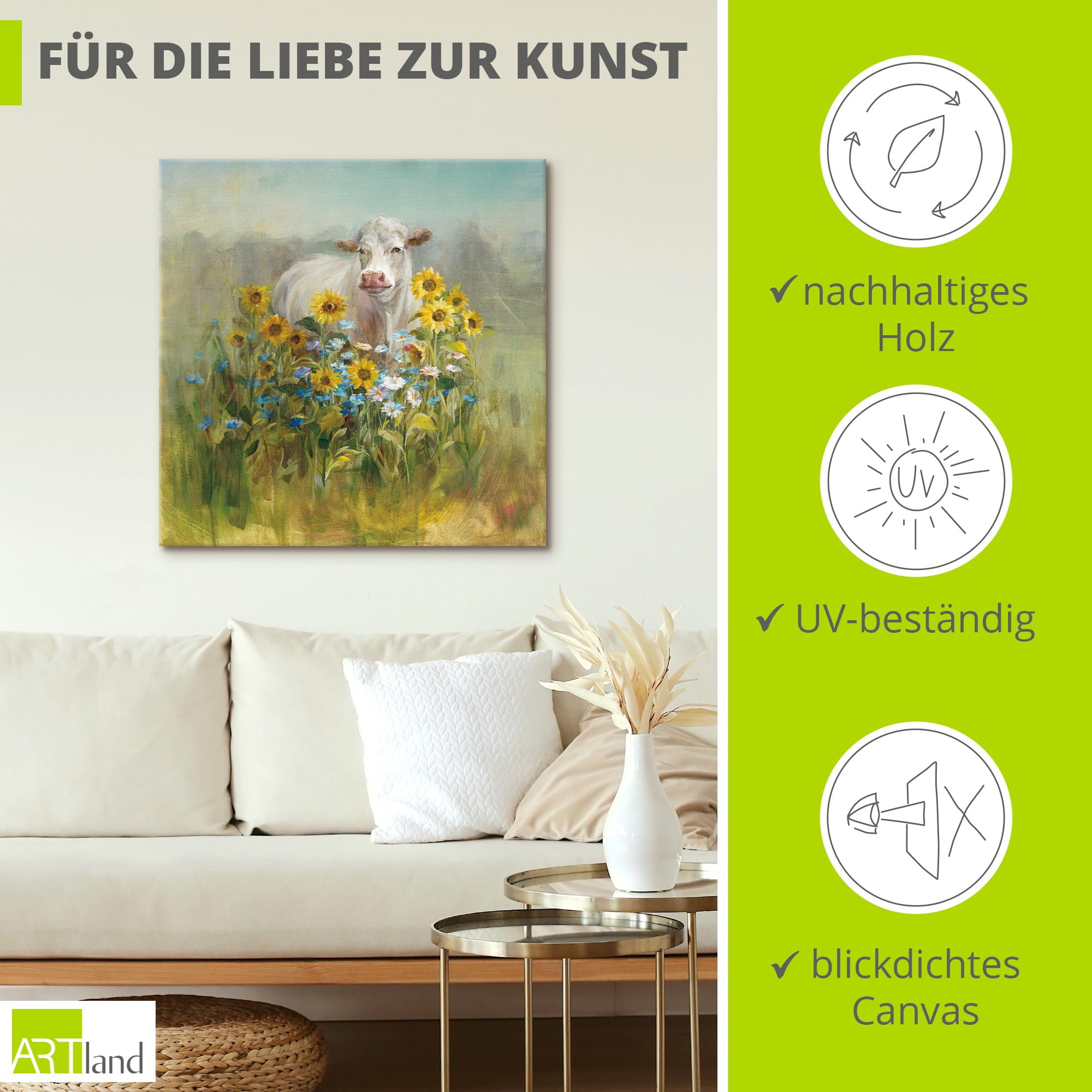 artland-leinwandbilder-farm-and-field-i-leinwandbild-40x40-kuh image 2
