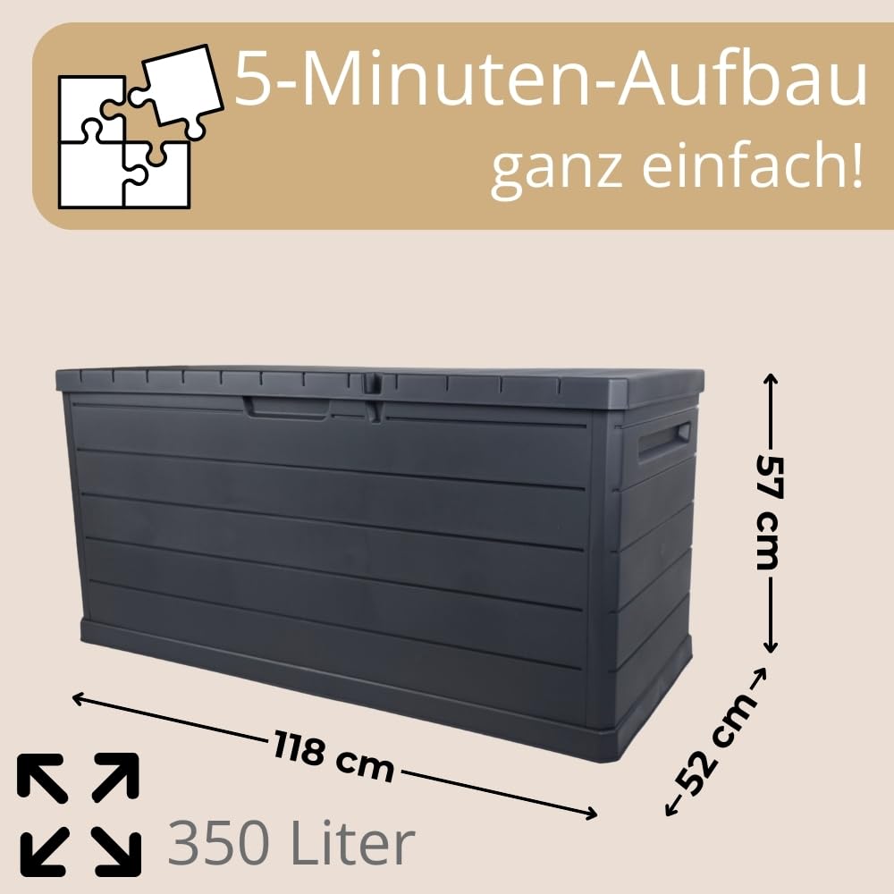 garpet-garten-gartenbox-350-l-wetterfest-wasserdicht-grau image 2