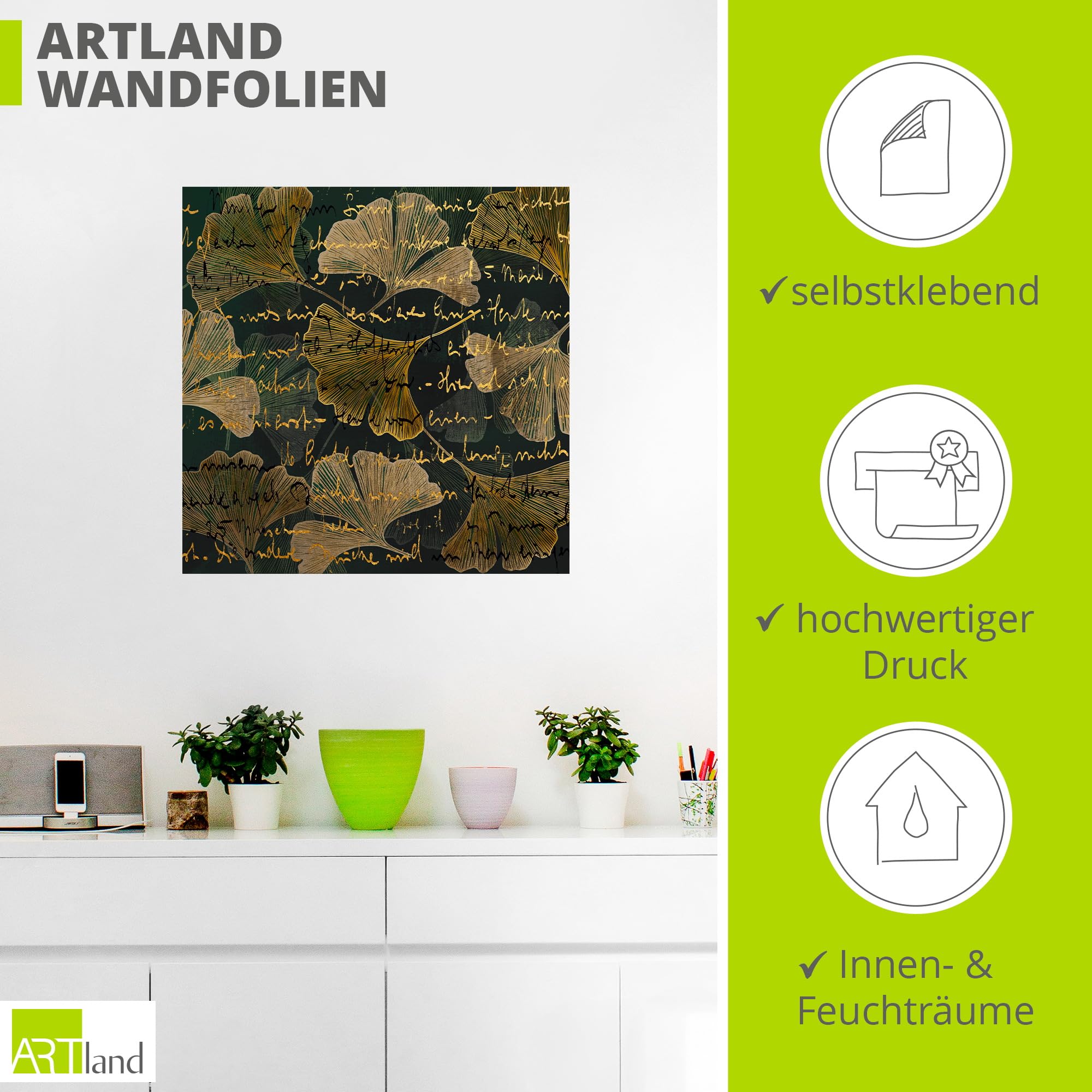 artland-wandaufkleber-ginkgo-wandtattoo-30x30-cm-braun image 3