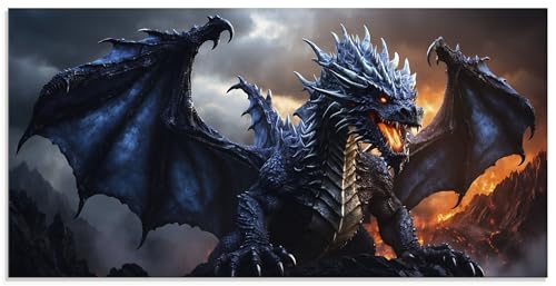 artland-glasbilder-feuerdrache-2-u5pq-glasbild-100x50-cm-fantasy image 8