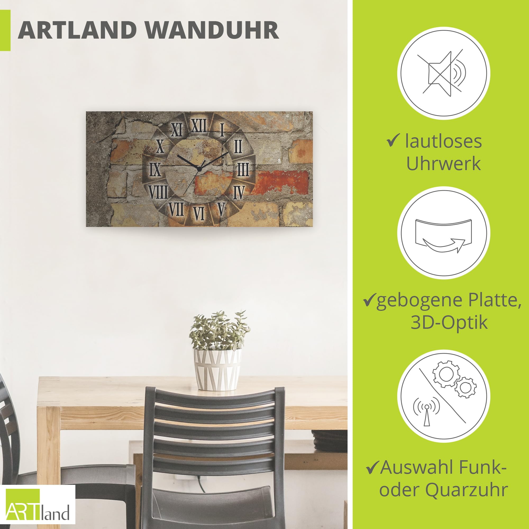 artland-s7lz-wanduhr-rechteckig-60x30-cm-quarzuhr-r-mische-ziffern image 2