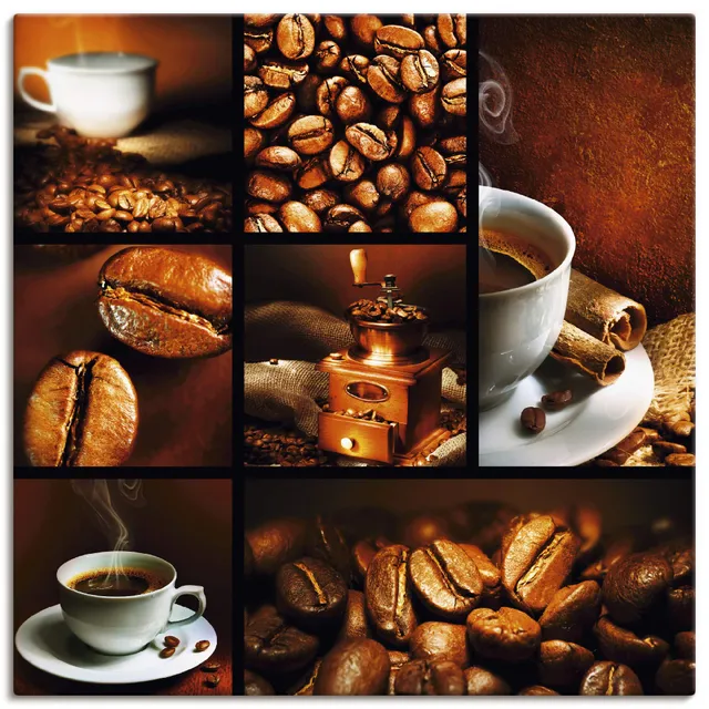 artland-leinwandbilder-kaffee-collage-leinwandbild-70x70-cm-braun image 1
