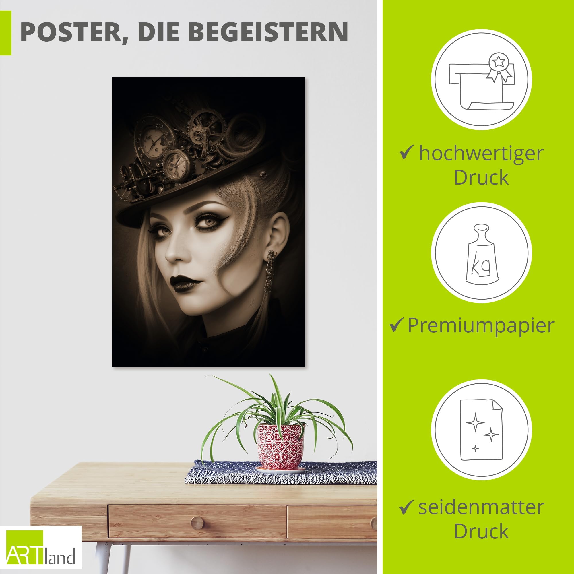 artland-kunstdrucke-simply-steampunk-poster-20x30-cm-dame image 2