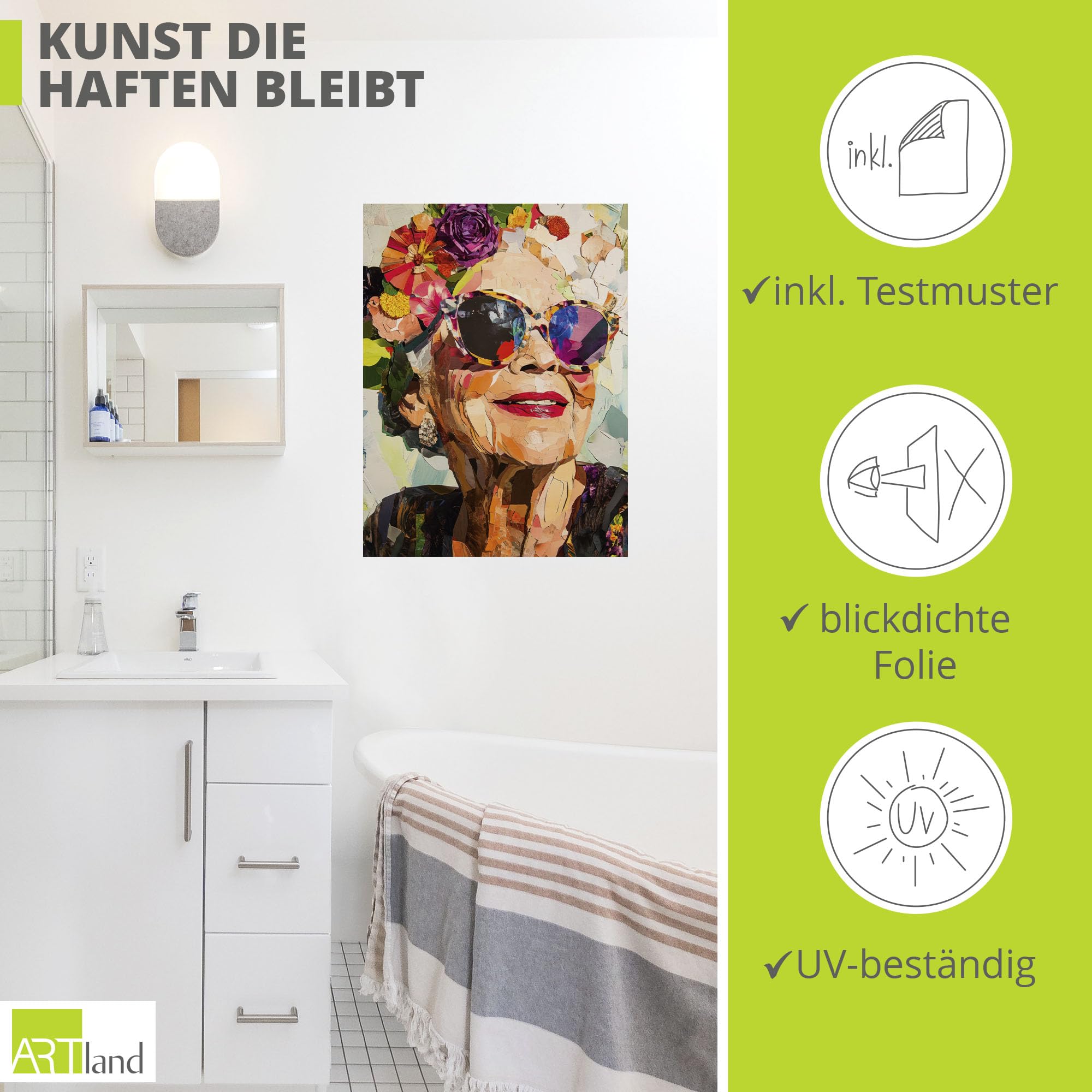 artland-wandaufkleber-u5mp-wandtattoo-frau-sonnenbrille-60x80 image 2