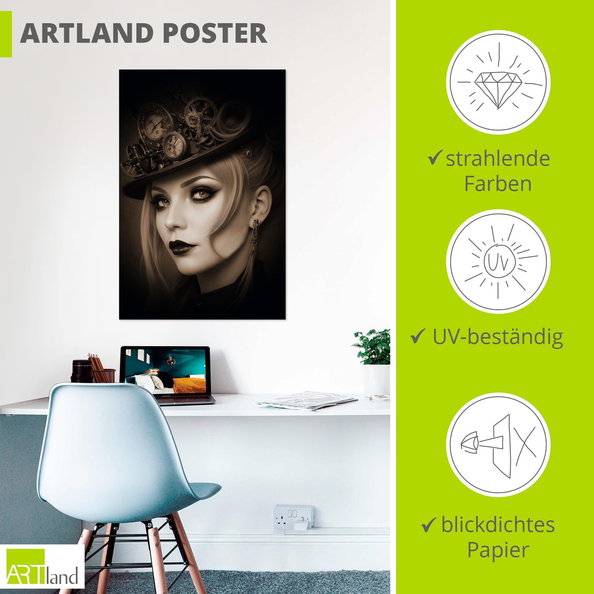 artland-kunstdrucke-simply-steampunk-poster-20x30-cm-dame image 3