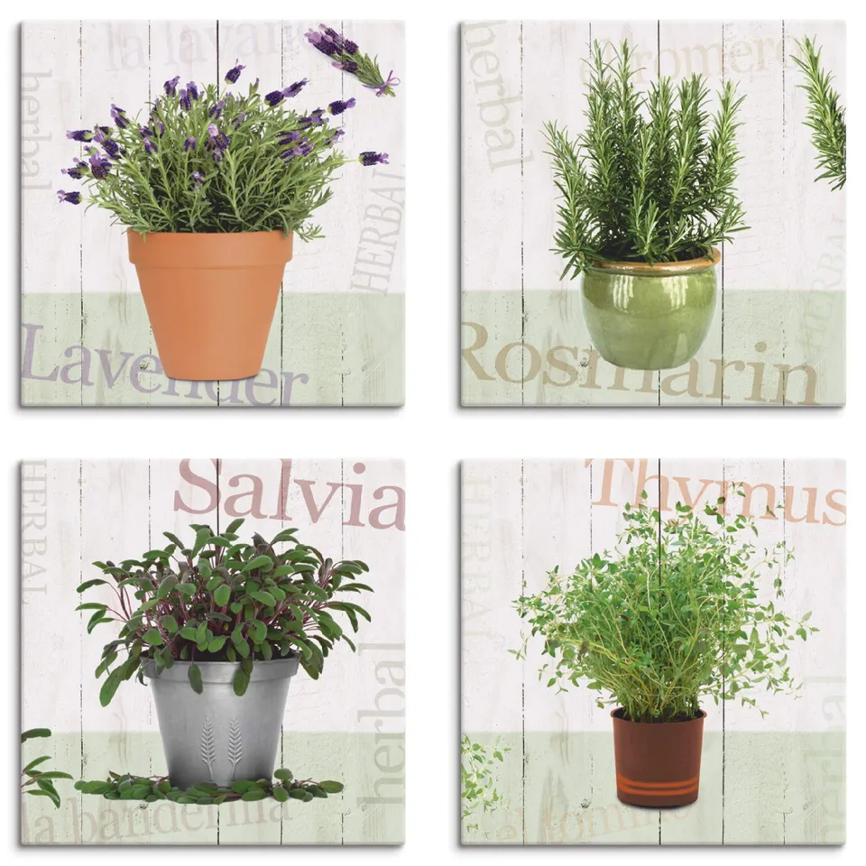 artland-leinwandbilder-kr-uter-4tlg-30x30-cm-leinwandbild-k-che image 1