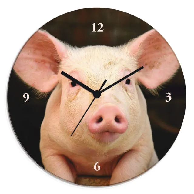artland-wanduhren-t5xg-funkuhr-schwein-30-cm-lautlos-glas image 1