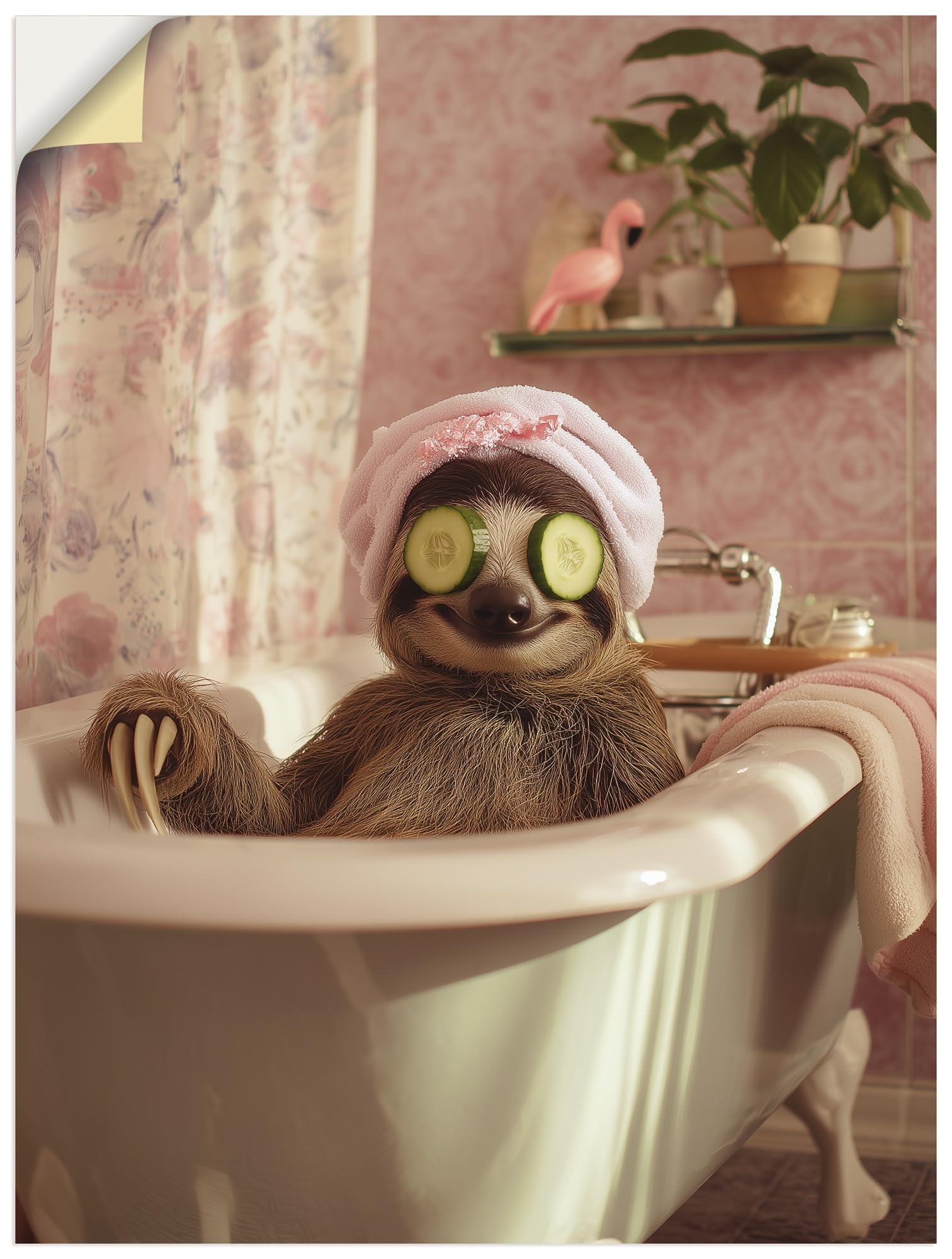 artland-wandaufkleber-u6av-lama-badewanne-wandtattoo-30x40-wei image 8