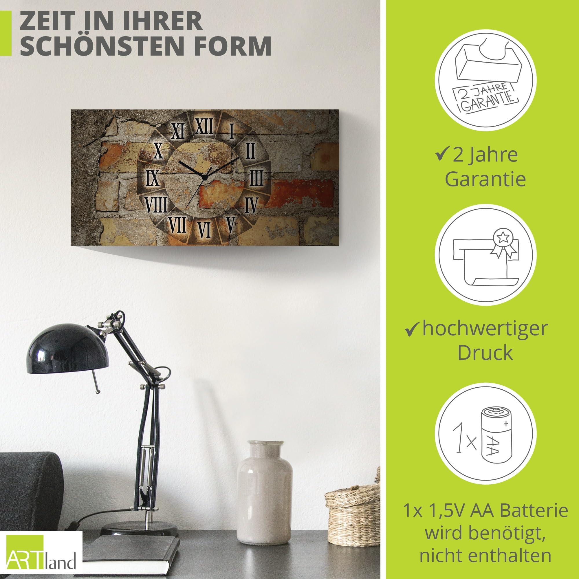 artland-s7lz-wanduhr-rechteckig-60x30-cm-quarzuhr-r-mische-ziffern image 3