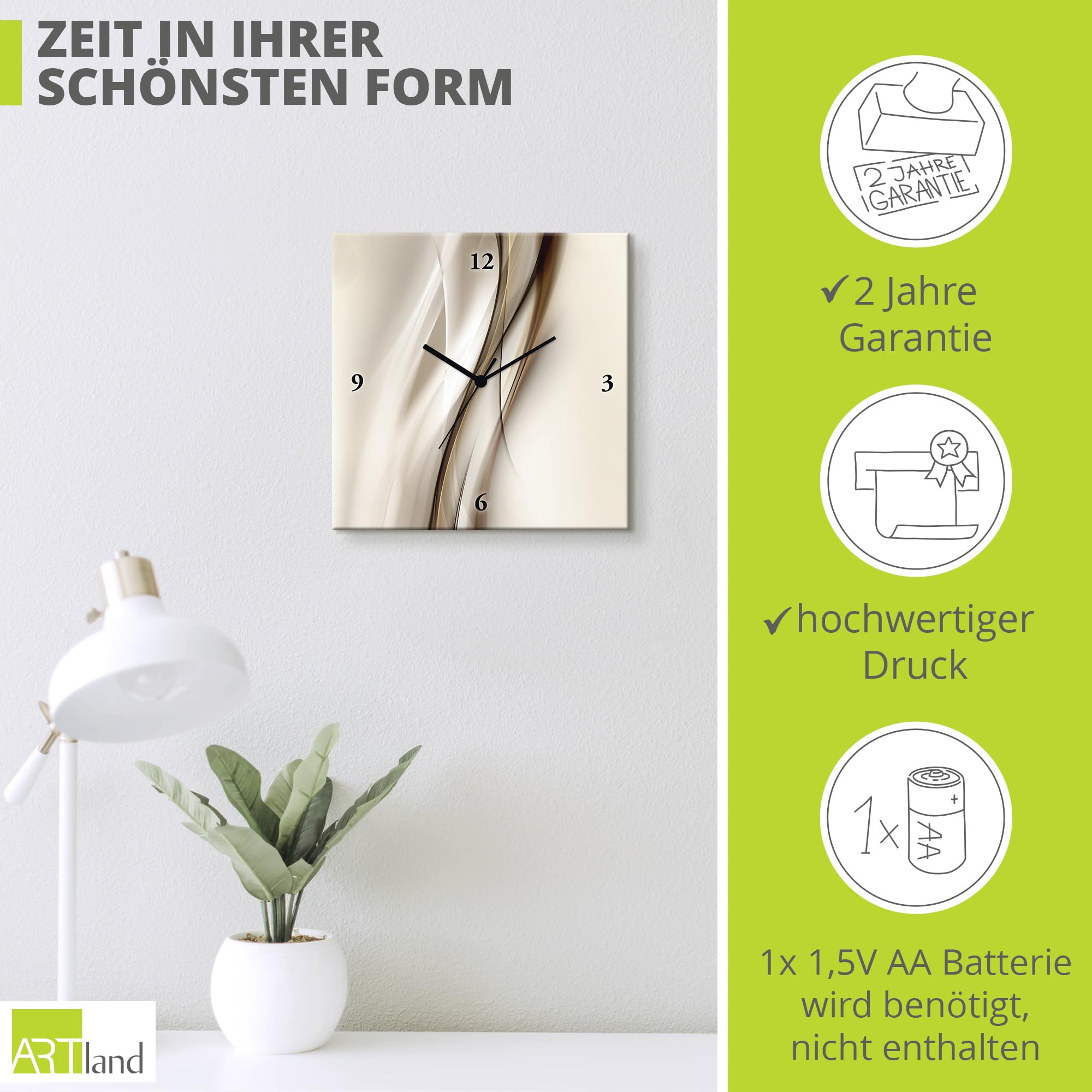 artland-wanduhren-welle-alu-wanduhr-30x30-cm-lautlos-braun image 3