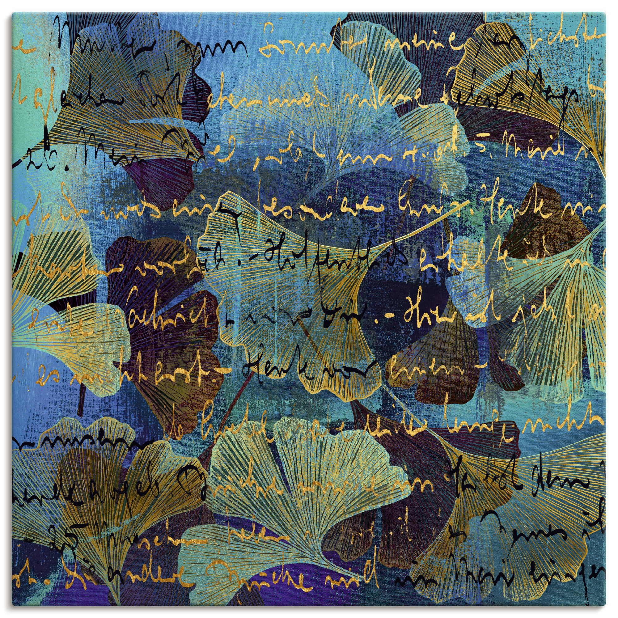 artland-leinwandbilder-ginko-auf-blau-leinwandbild-50x50-blau image 1