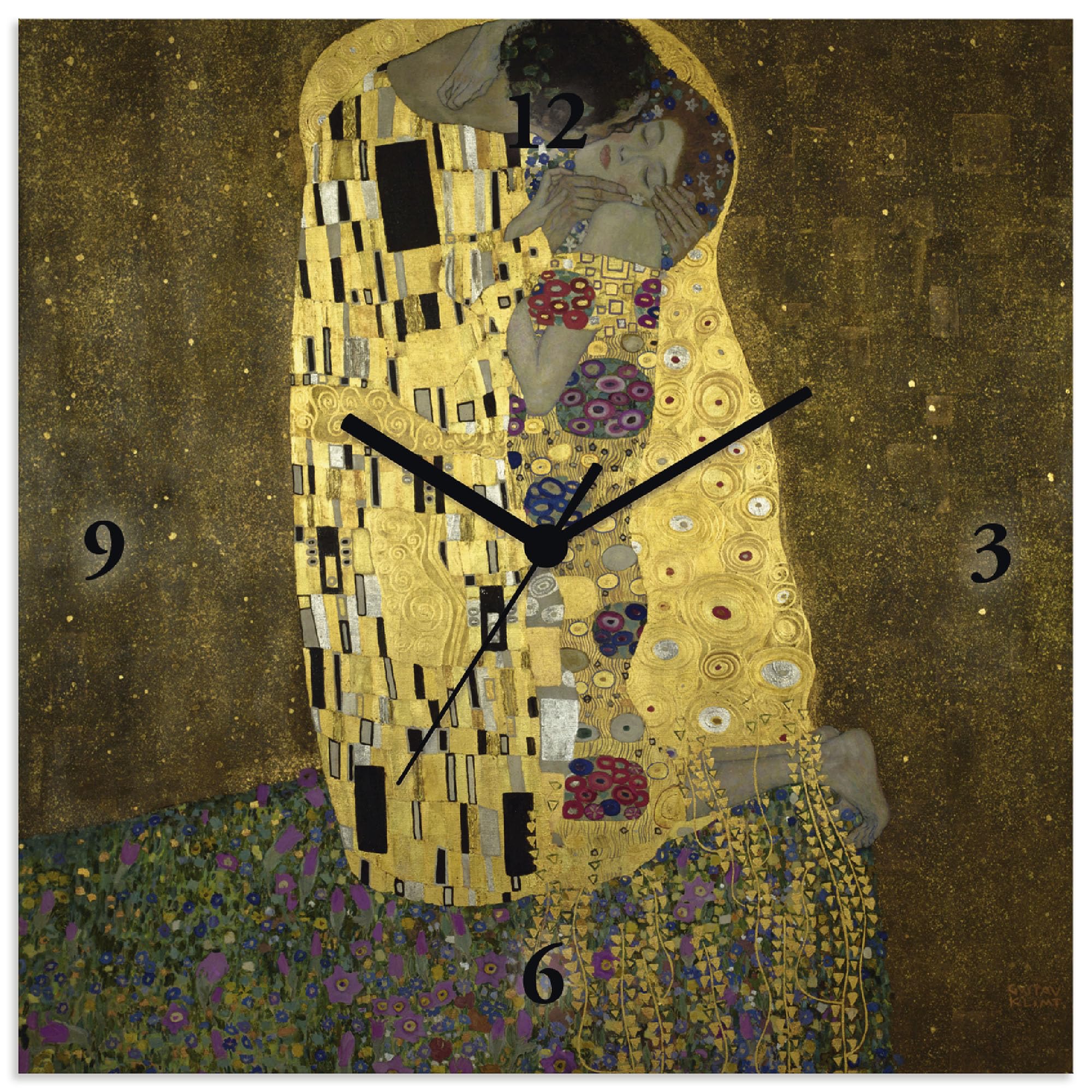 artland-wanduhren-t9ll-wanduhr-der-kuss-30x30-cm-lautlos image 1