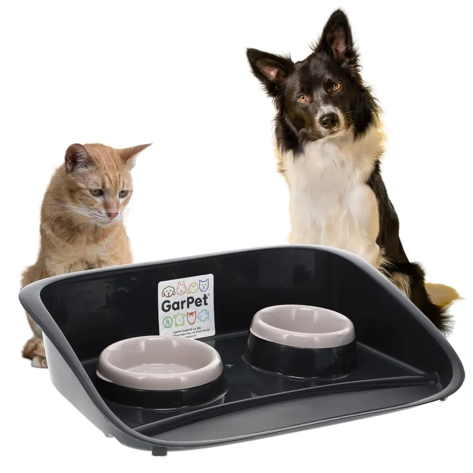 garpet-tierwelt-futterstation-2-n-pfe-mit-spritzschutz-napfunterlage image 1