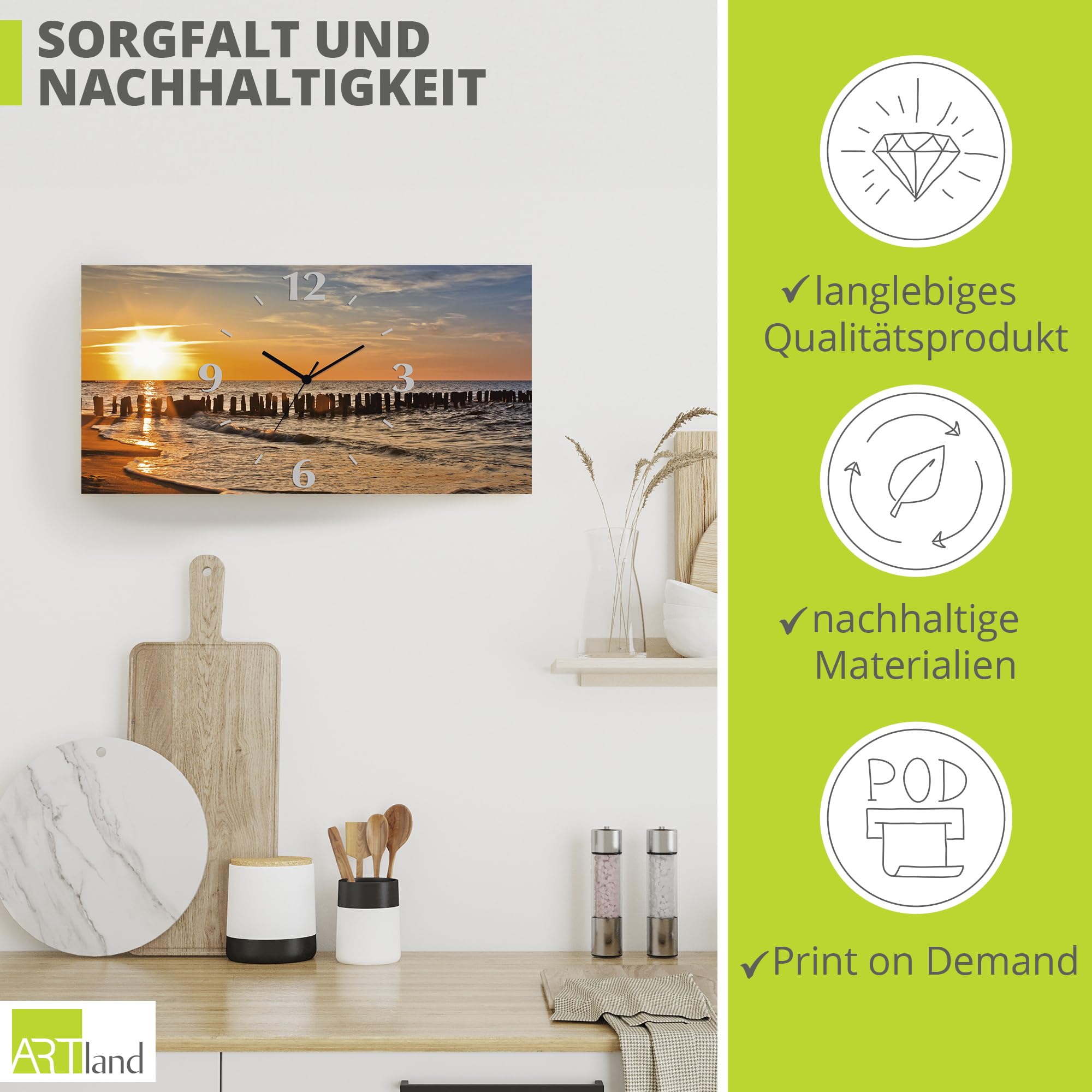 artland-wanduhren-funkuhr-50x25-strand-meer-sonnenuntergang image 5