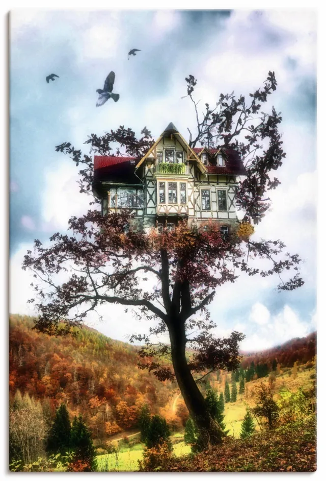 artland-leinwandbilder-baumhaus-40x60-cm-fantasy-m-rchen image 1