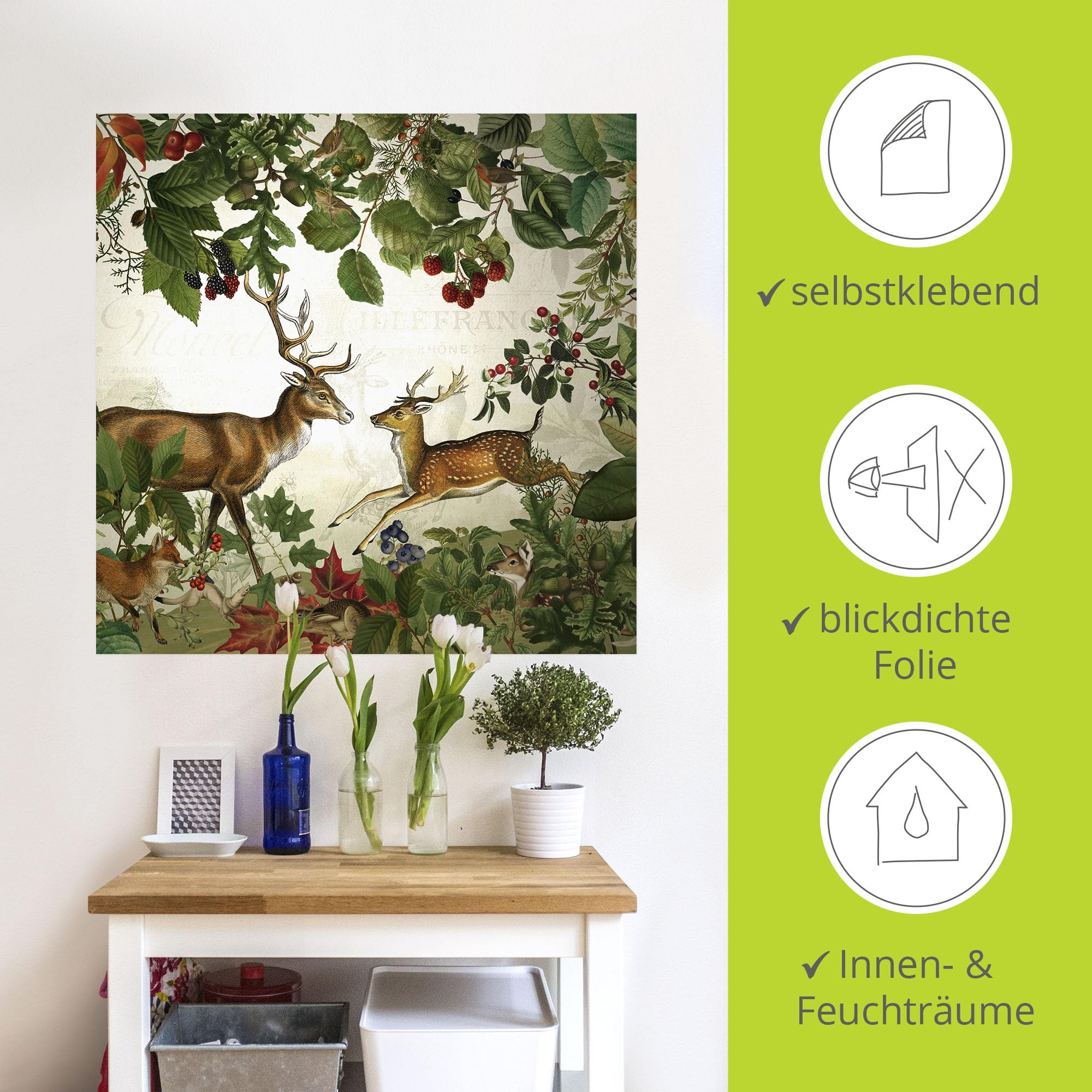 artland-hirsch-reh-wald-wandtattoo-100x100-cm-u5gx image 3