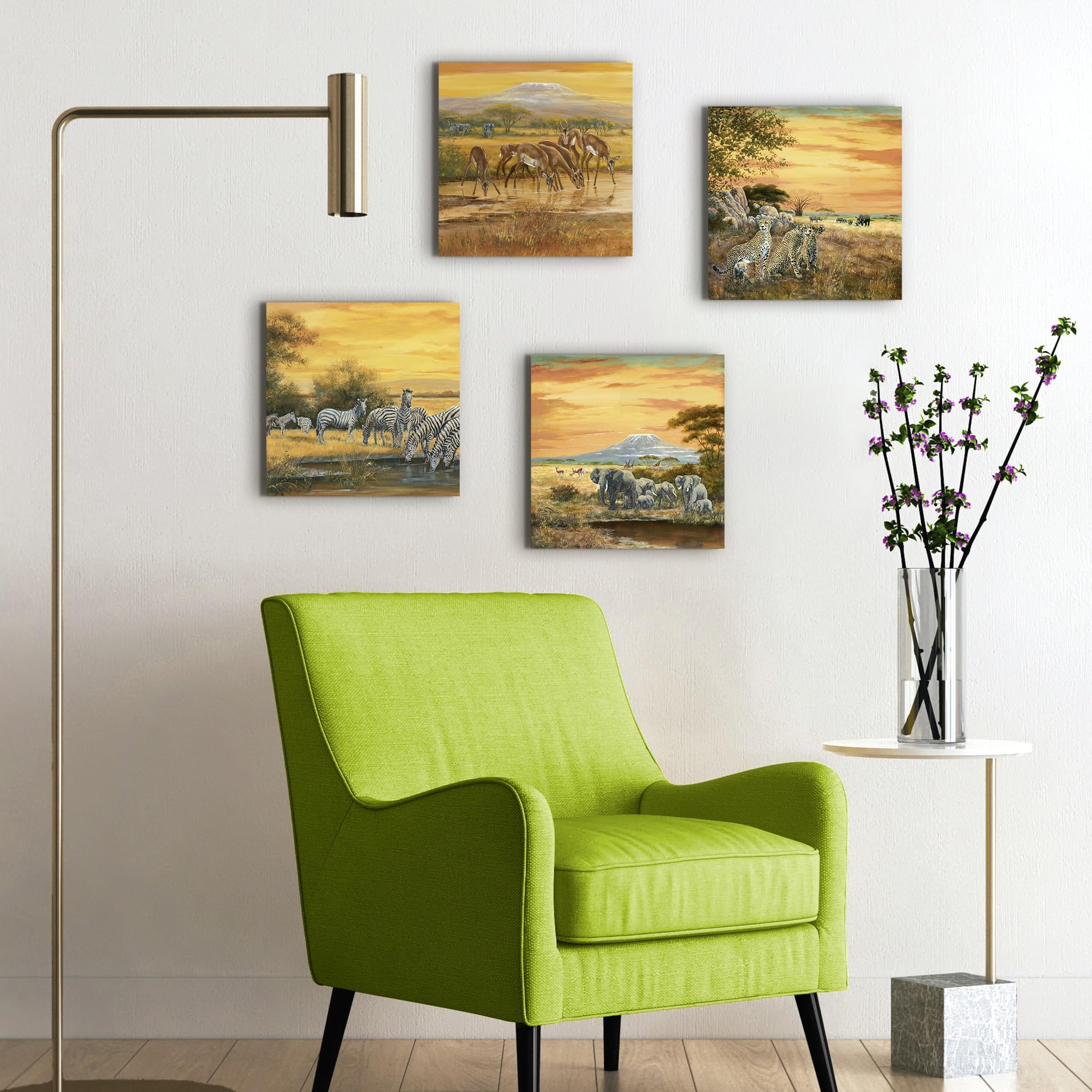artland-afrika-leinwandbild-4er-set-30x30-cm-tiere-steppe image 6