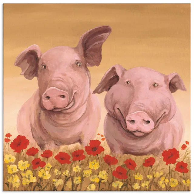 artland-alubilder-alu-bild-schweine-creme-malerei-a1se image 1