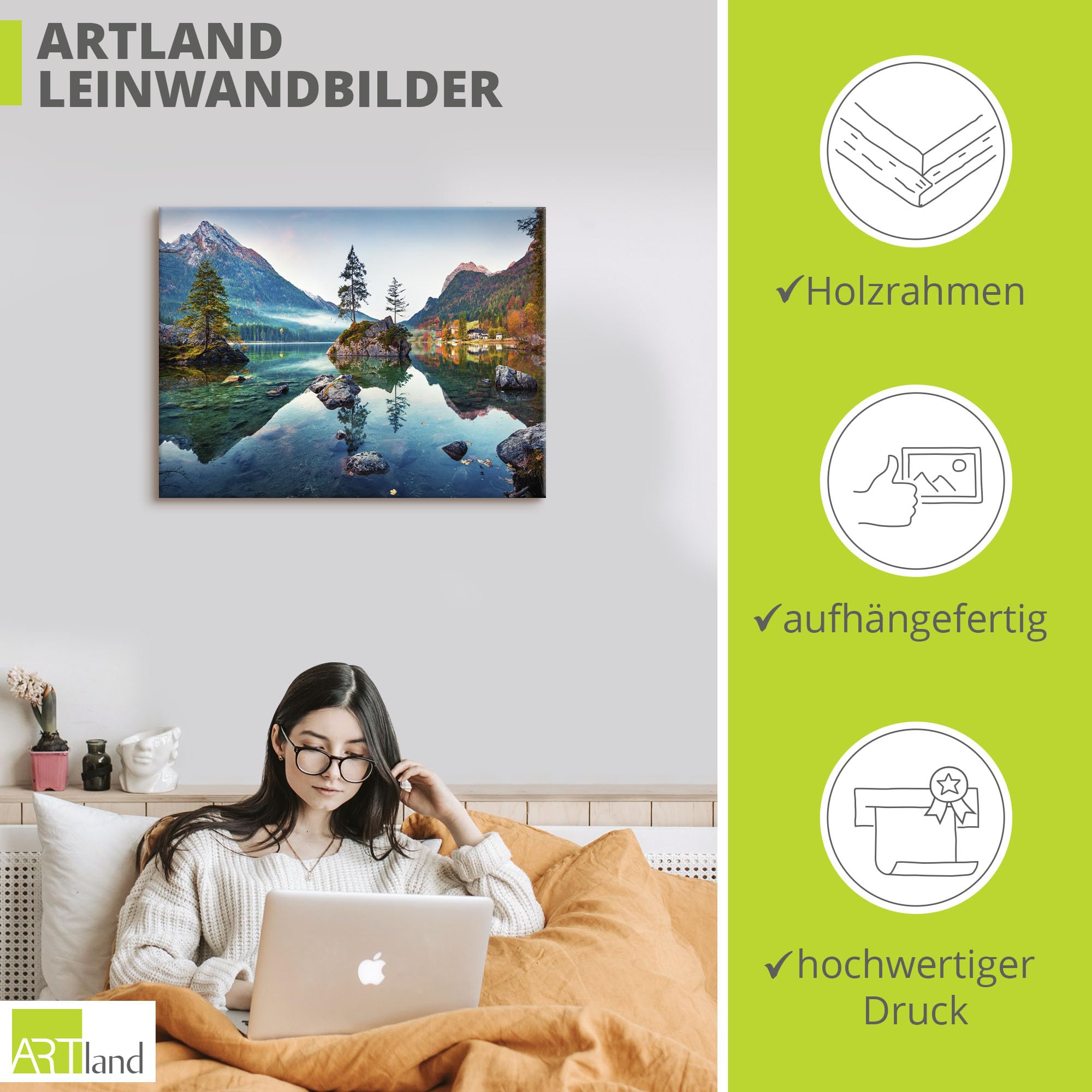 artland-leinwandbilder-alpen-see-40x30-cm-hintersee-leinwandbild image 3