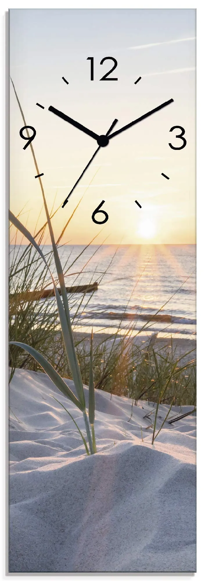 artland-wanduhren-ostsee-strandkorb-wanduhr-20x60-cm-glas-funkuhr-lautlos image 1
