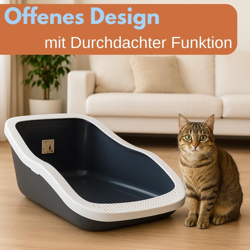 garpet-tierwelt-xxl-katzenklo-offen-70cm-hoher-rand-grau image 4
