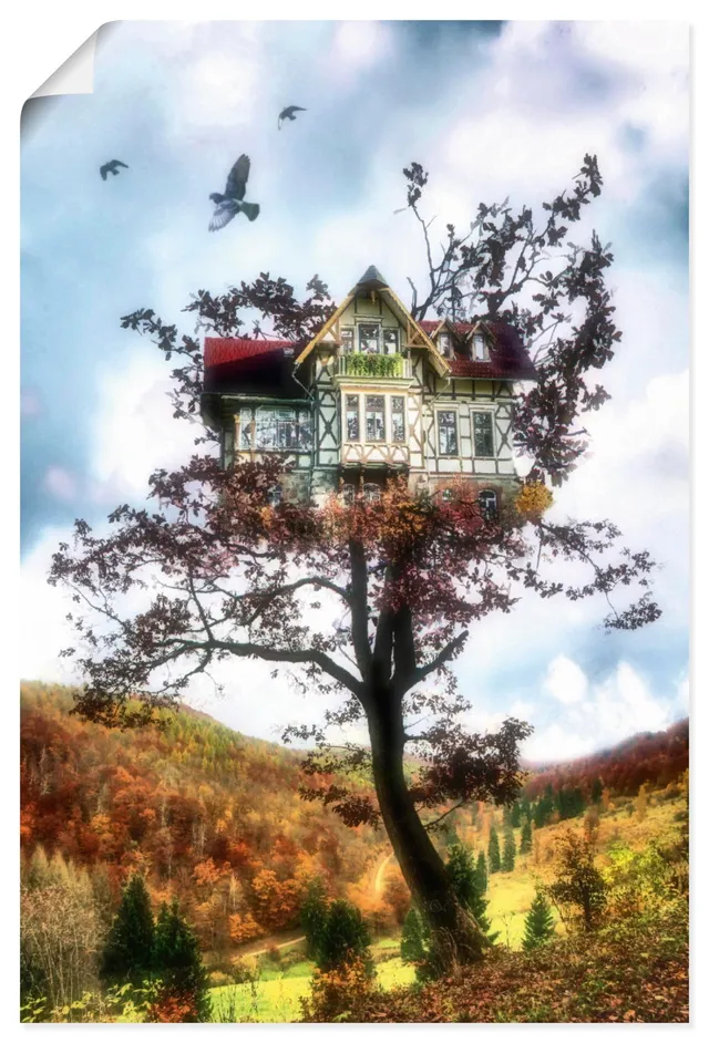 artland-kunstdrucke-u3yh-baumhaus-poster-90x60-cm-fantasy image 1