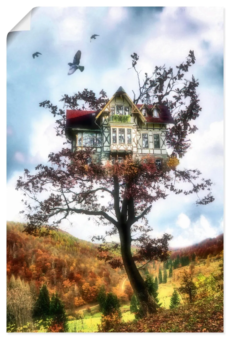 artland-kunstdrucke-u3yh-baumhaus-poster-90x60-cm-fantasy image 1
