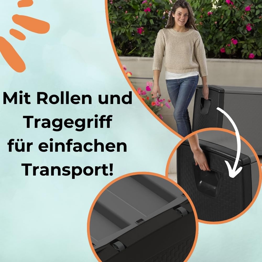 garpet-garten-gartenbox-430-l-wasserdicht-mit-rollen-grau image 3