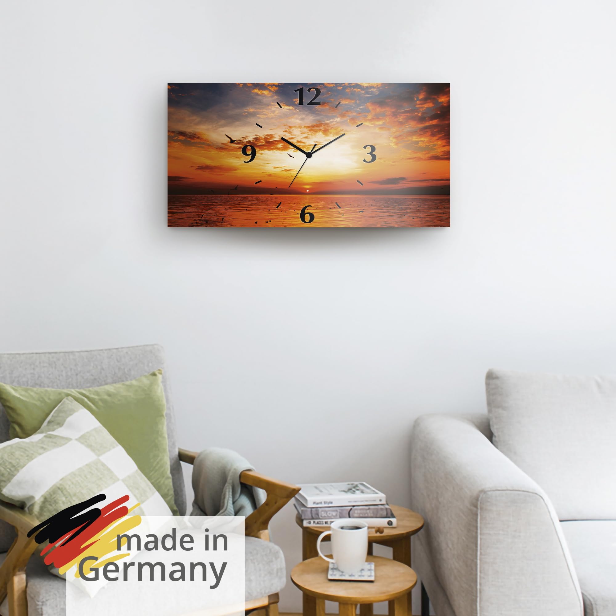 artland-wanduhren-quarzuhr-60x30-cm-strand-meer-sonnenuntergang image 6