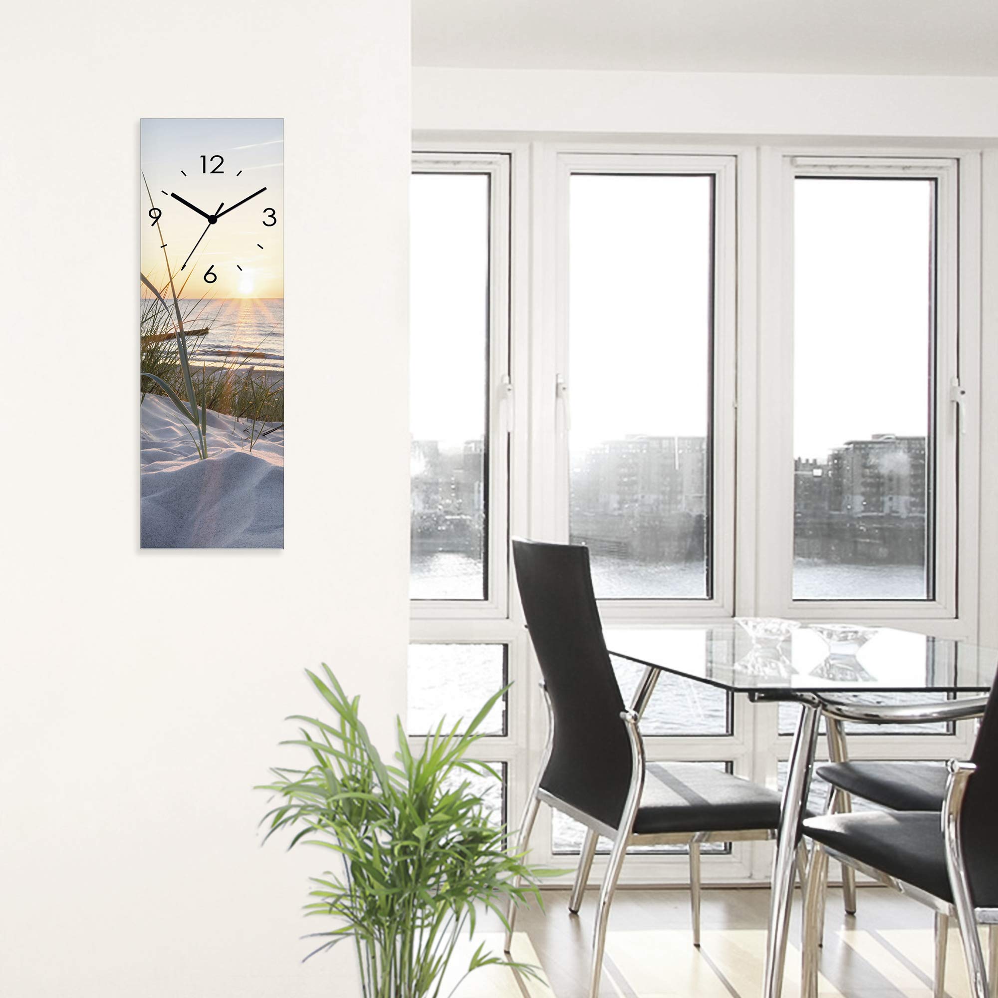 artland-wanduhren-ostsee-strandkorb-wanduhr-20x60-cm-glas-funkuhr-lautlos image 6