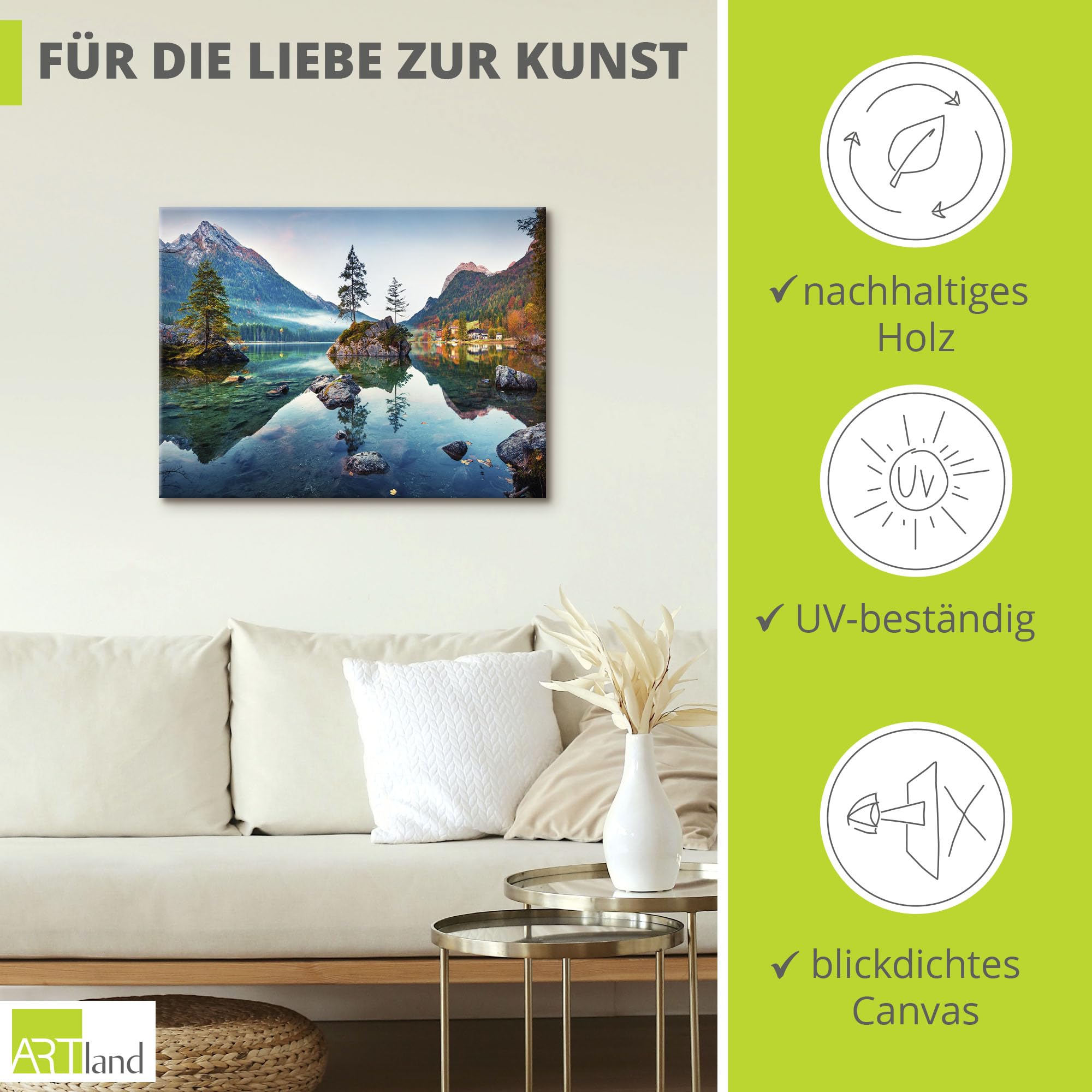 artland-leinwandbilder-alpen-see-40x30-cm-hintersee-leinwandbild image 2