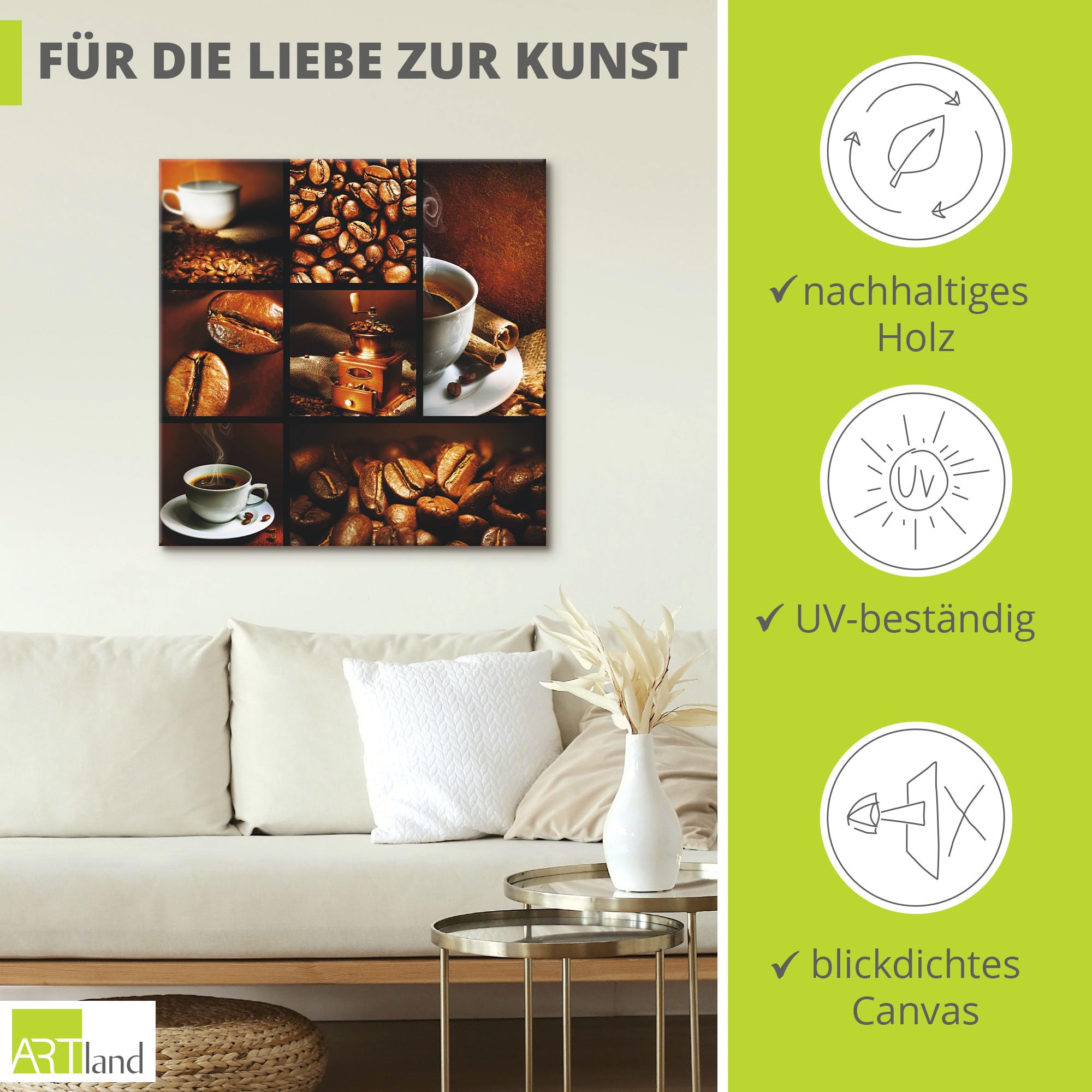 artland-leinwandbilder-kaffee-collage-leinwandbild-70x70-cm-braun image 2