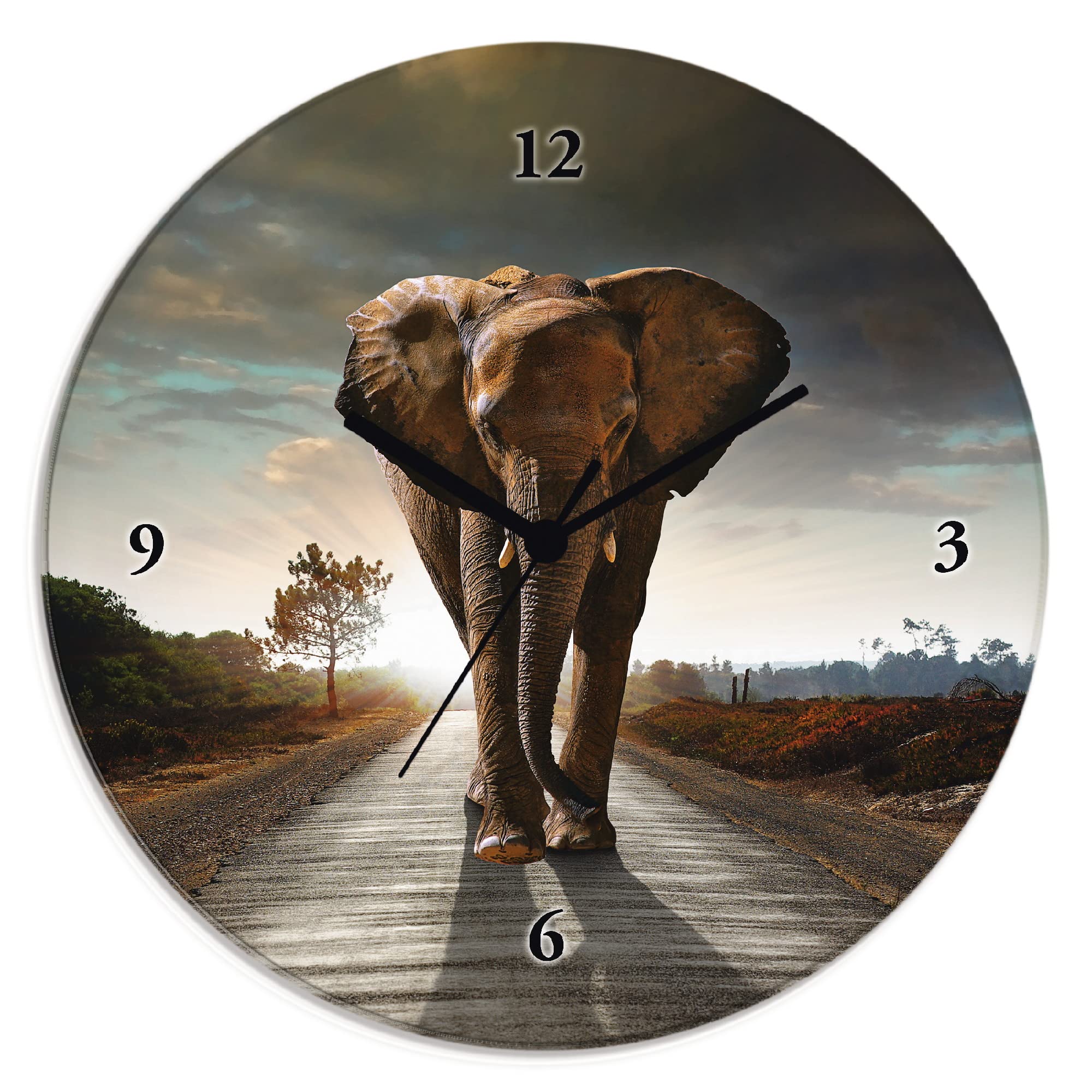 artland-wanduhren-funkuhr-elefant-30cm-glas-lautlos image 1