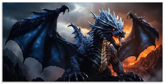 artland-glasbilder-feuerdrache-2-u5pq-glasbild-100x50-cm-fantasy image 1